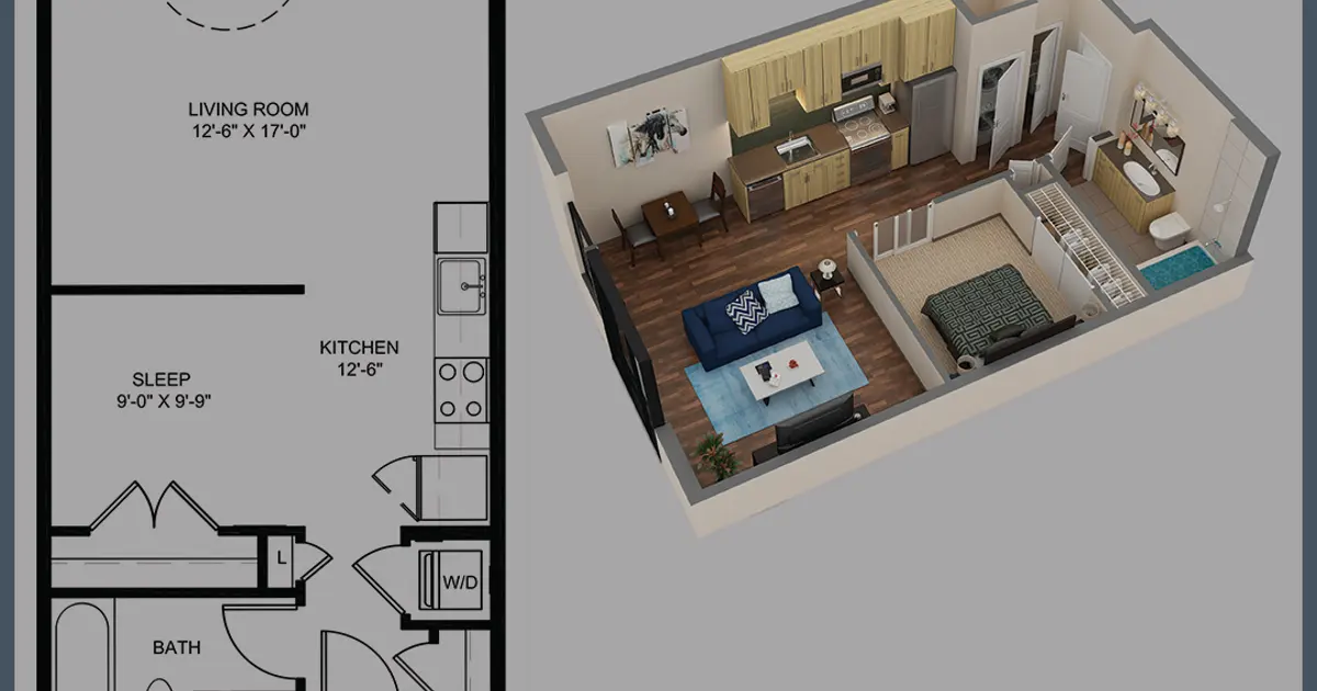 Unit 269 Junior One Bedroom 550SF Jr1 The Den